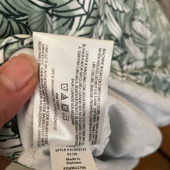 Eddie Bauer Harmony Dress in Green/White Leaf Pattern Large - Picture 7 of 9